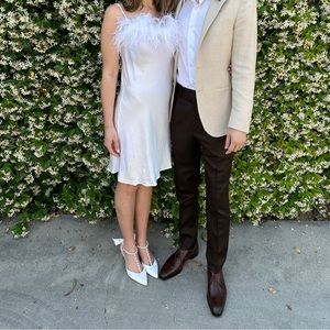 Sleeper Boheme White Feather Slip Dress